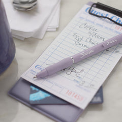 Sharpie S-Gel writing sample in black ink demonstrating bold quick-drying benefit