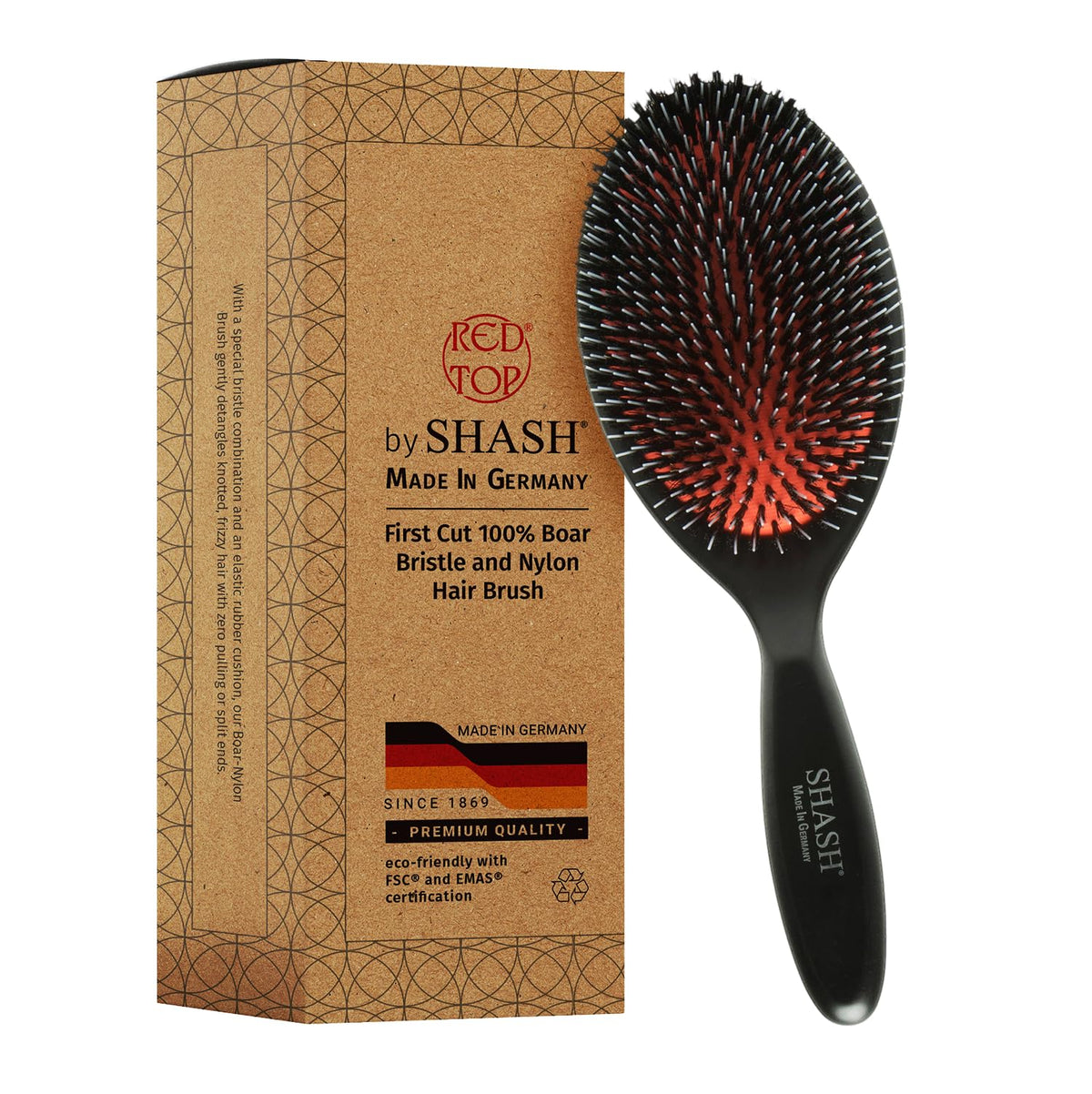 SHASH large paddle front view showing full brush and smooth finish for easy styling