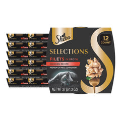 Sheba front packaging showing product name and 12-pack, highlights convenience