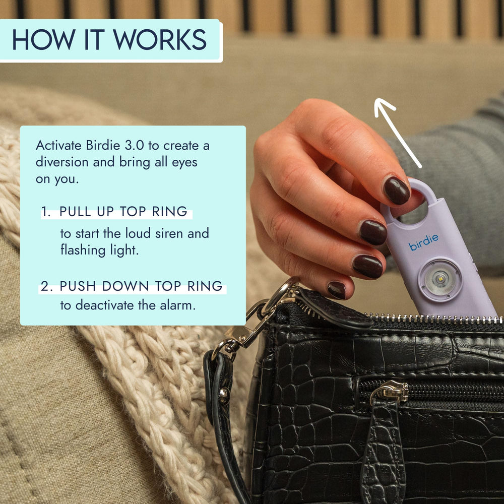She’s Birdie attached to keychain showing size and everyday carry convenience