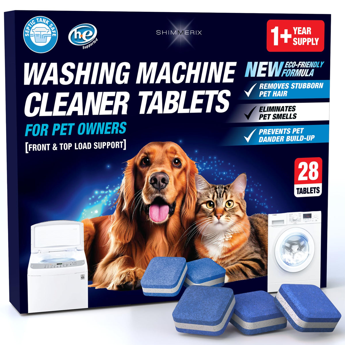 SHIMMERIX front packaging showing 28 tablets and pet-focused branding for easy upkeep