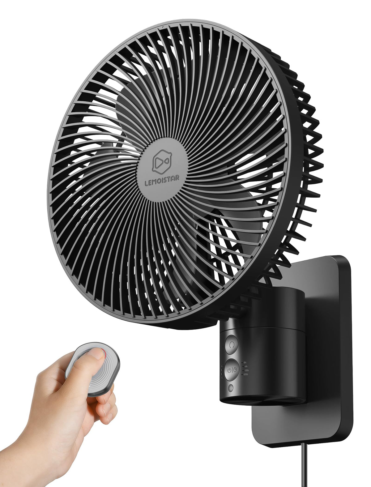 Shinebella front view wall fan showing compact design and broad airflow benefit