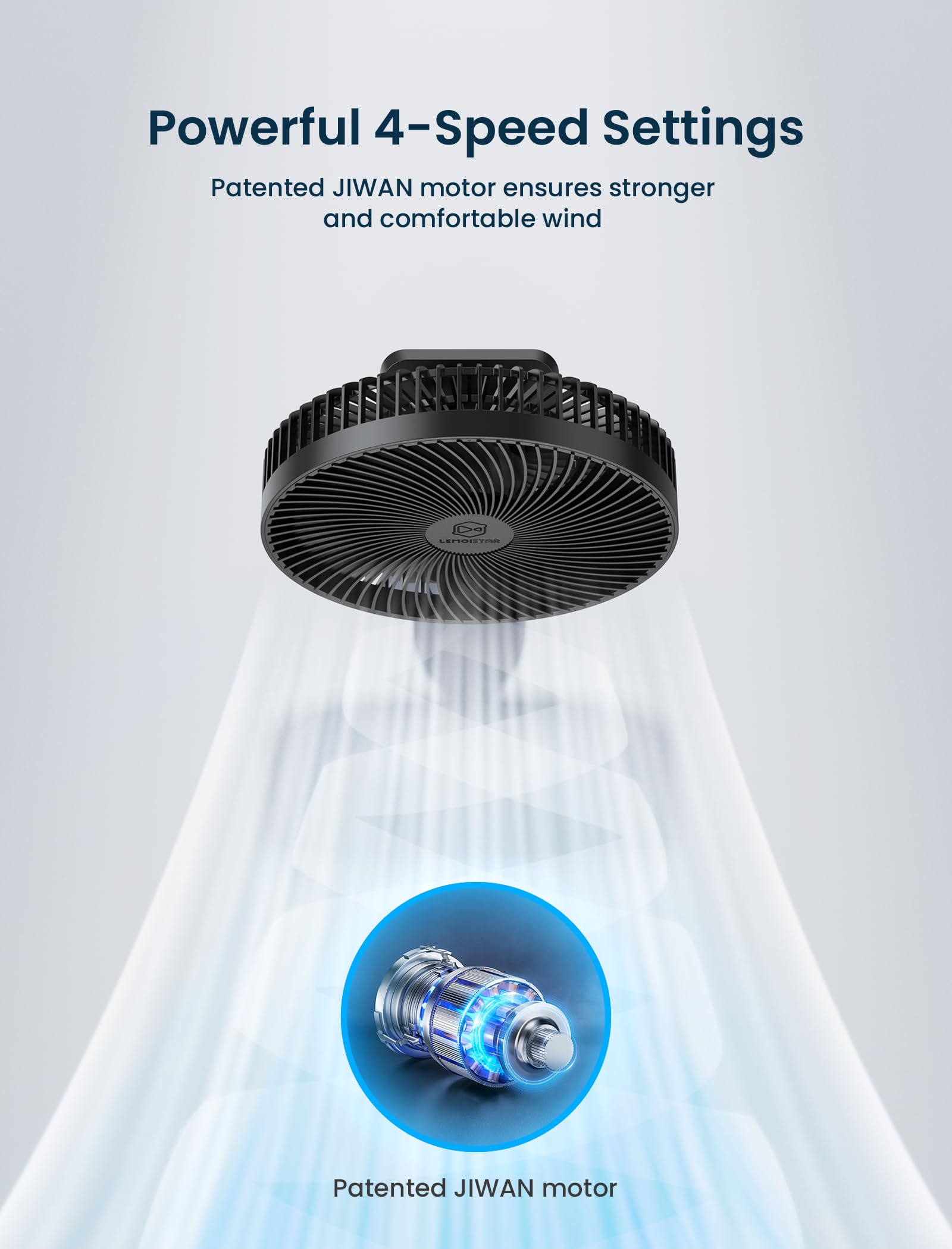 Shinebella seven balanced blades detail providing quieter, smoother breeze