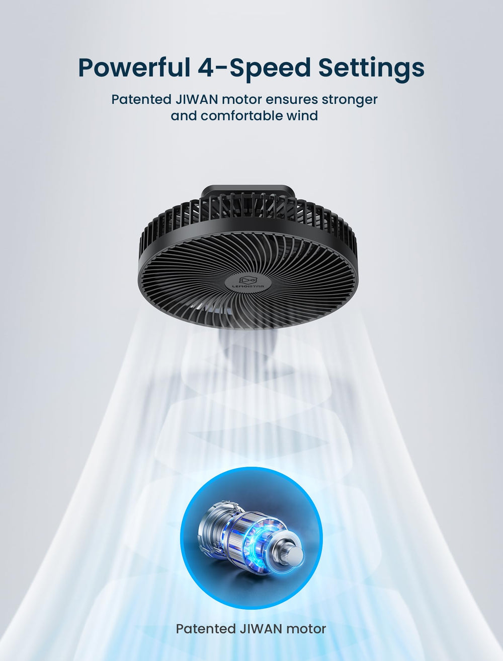 Shinebella seven balanced blades detail providing quieter, smoother breeze