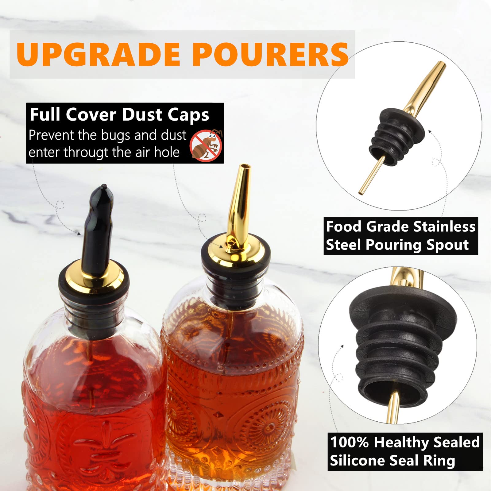 Silicone funnel and long brush beside Shining Craft bottles for easy filling and cleaning