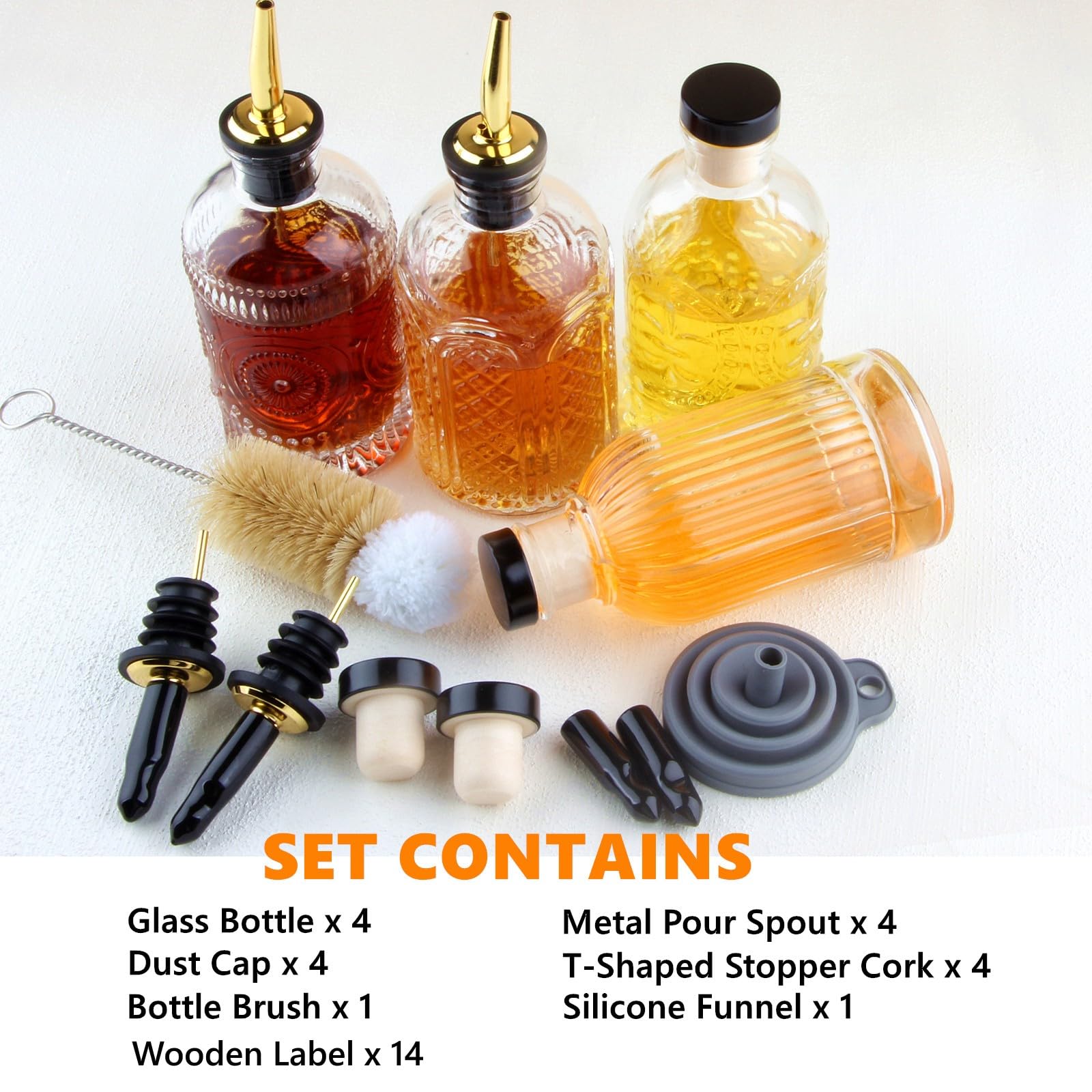 Shining Craft bottles arranged on a coffee station illustrating organized, labeled syrup service