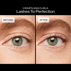 Shiseido eyelash curler held in hand to show size and ergonomic comfort