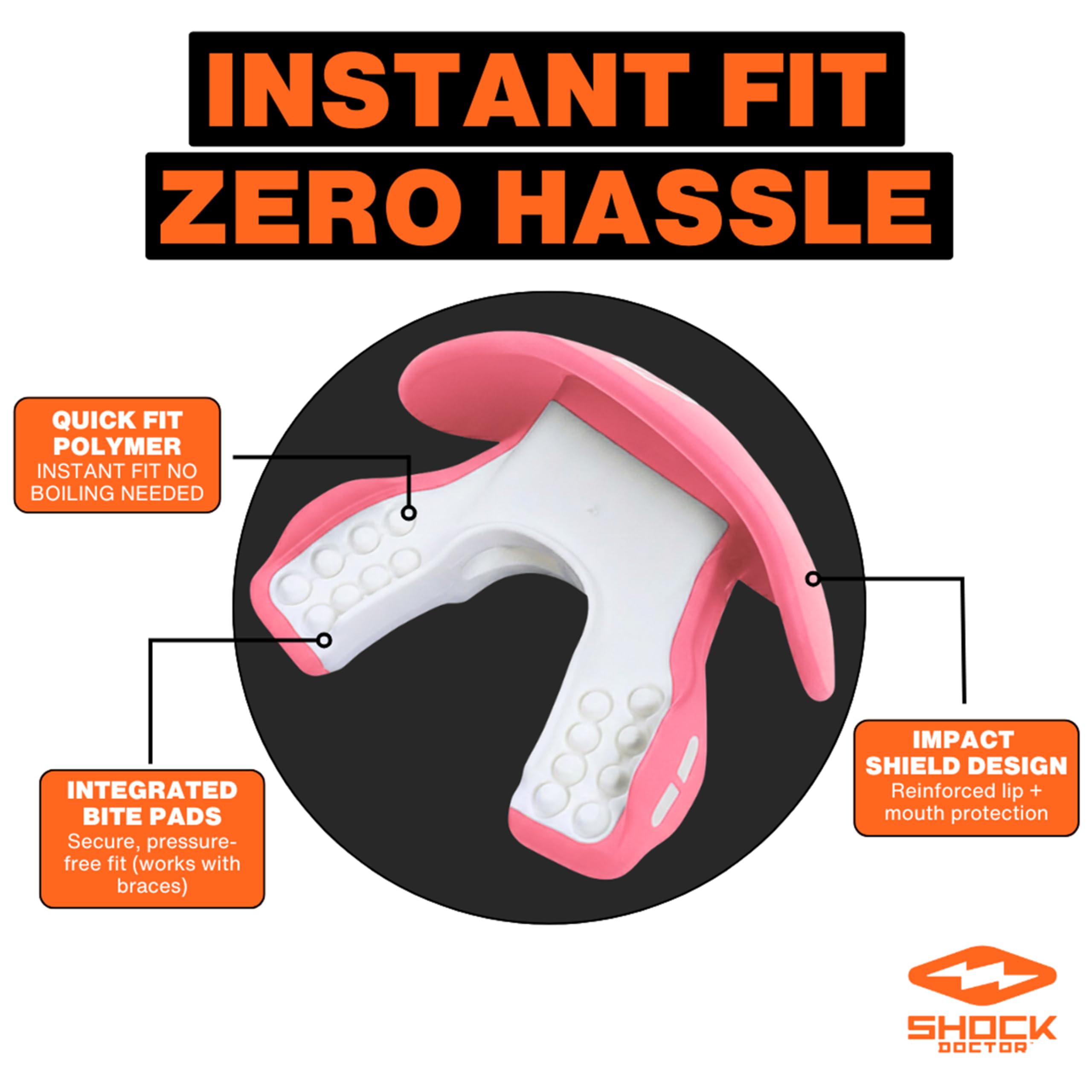 Shock Doctor airflow channel detail highlighting easier breathing benefit