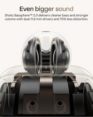SHOKZ OpenDots 2 close-up of driver and diaphragm showing improved bass clarity