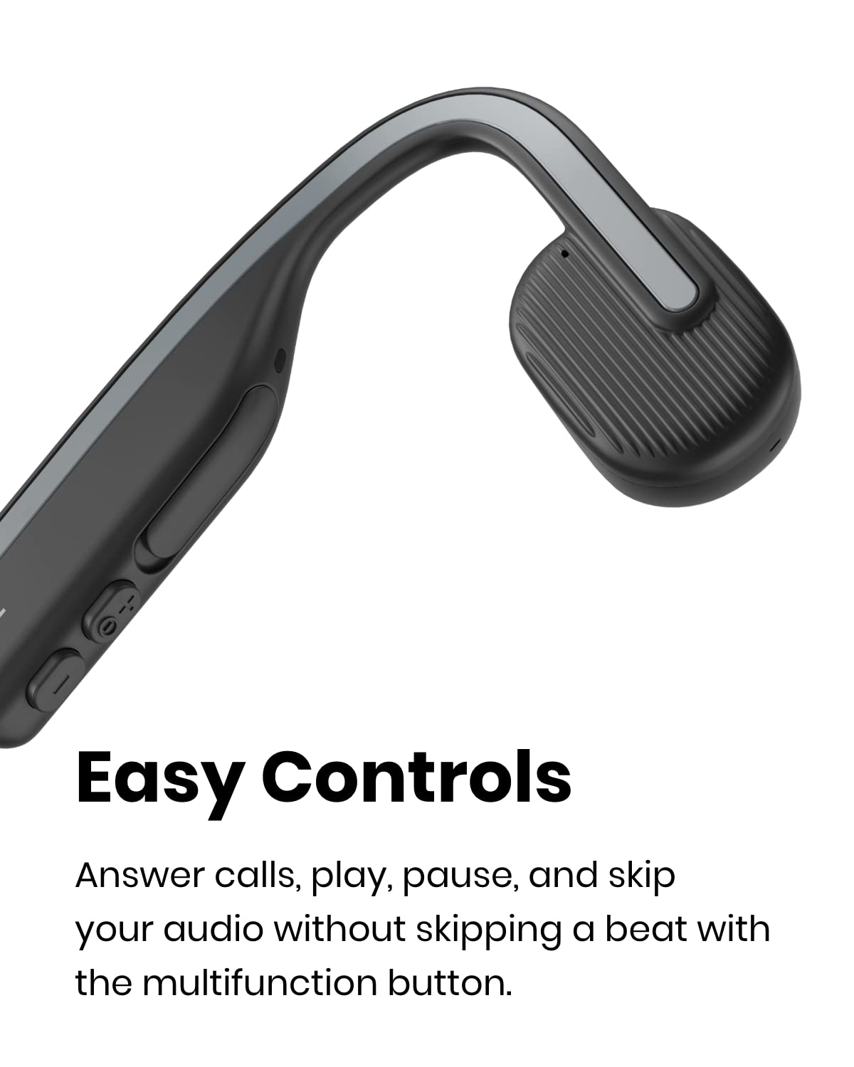 SHOKZ OpenMove next to smartphone showing compact size and portability