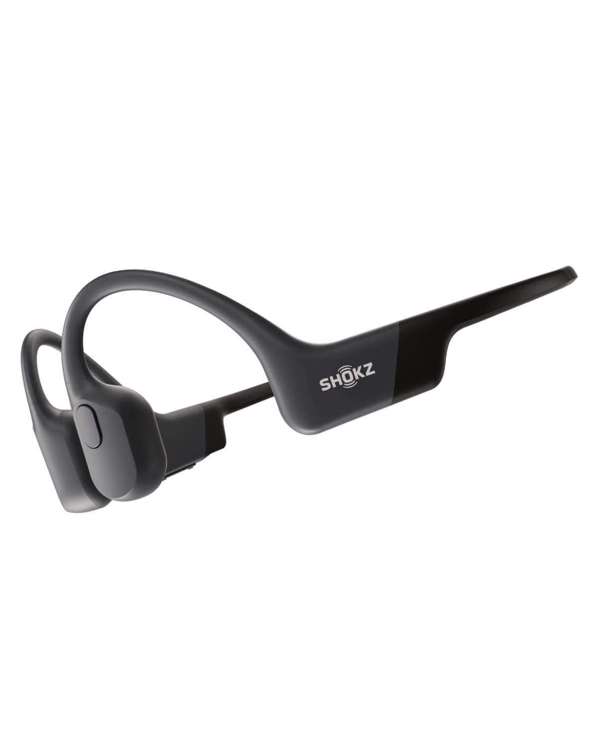 SHOKZ OpenRun front view showing sleek open-ear frame and comfortable fit