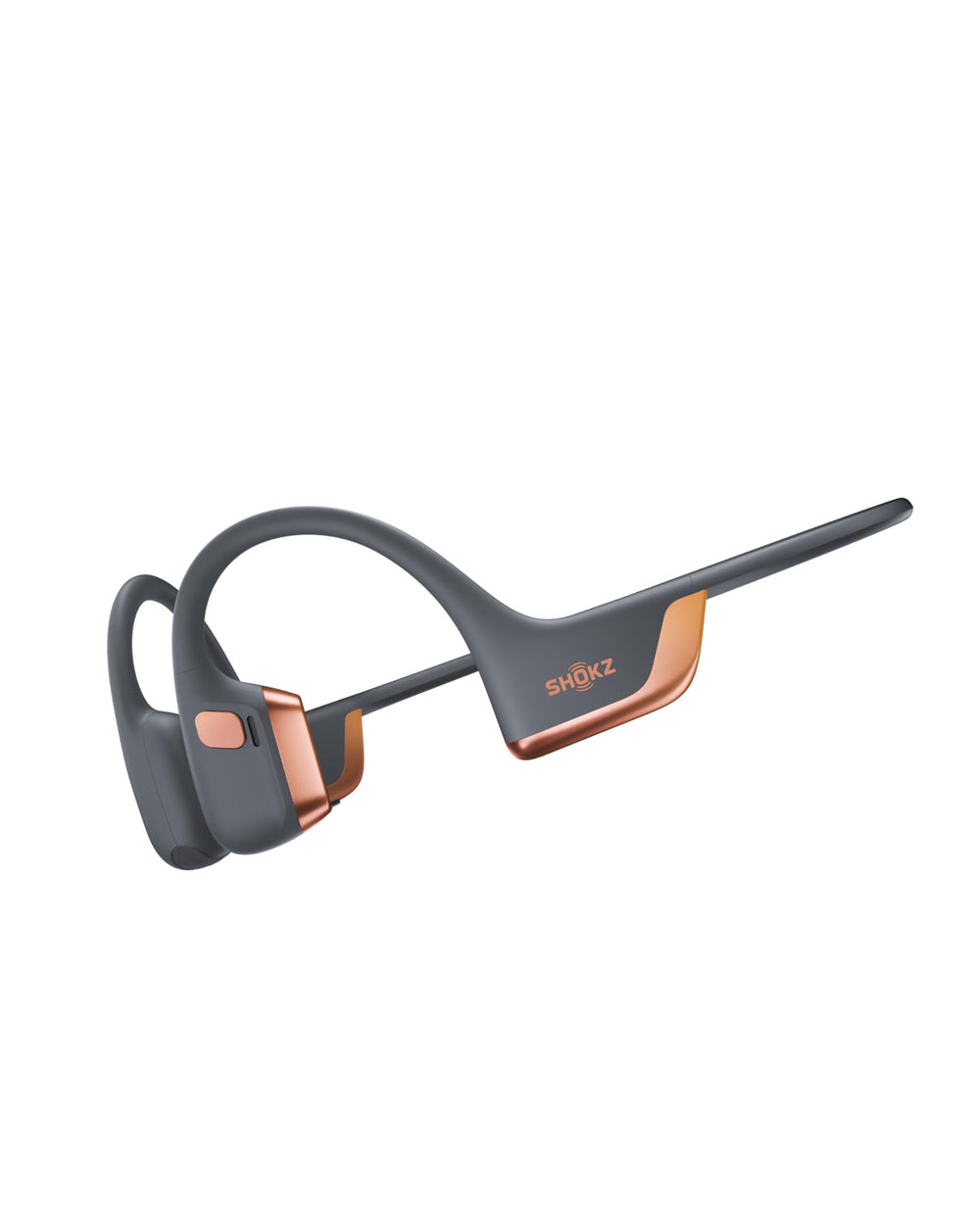 SHOKZ OpenRun Pro 2 front view shows rose gold finish and lightweight design for stylish comfort