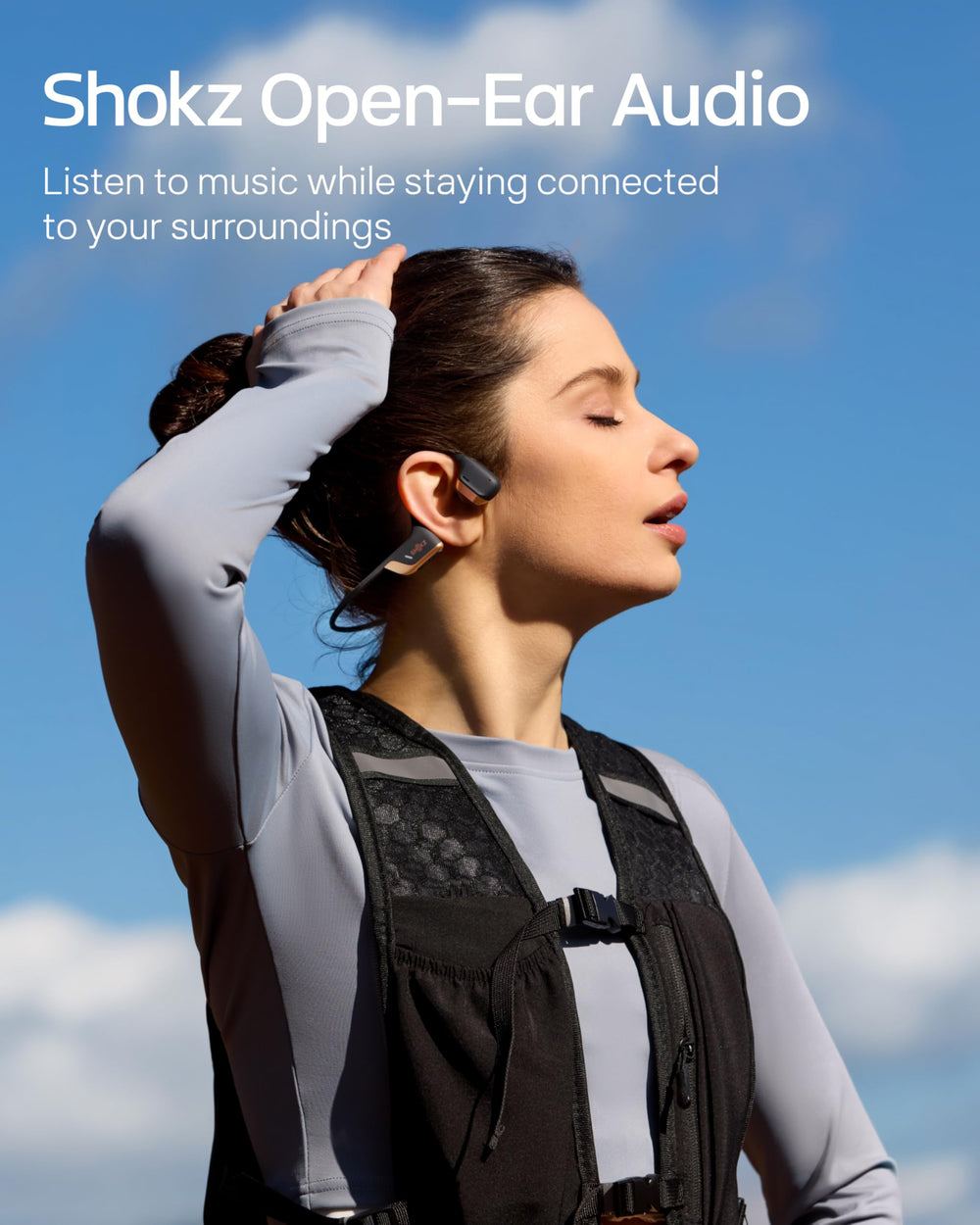 SHOKZ OpenRun Pro 2 microphone detail with windshield demonstrating clearer voice pickup