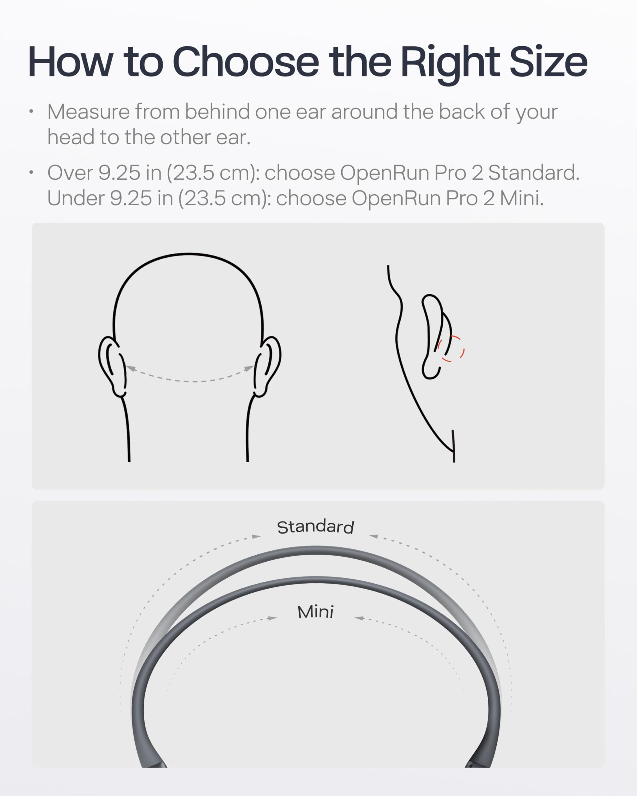 SHOKZ OpenRun Pro 2 fit profile on ear showing secure Ni-Ti memory wire for stable workouts