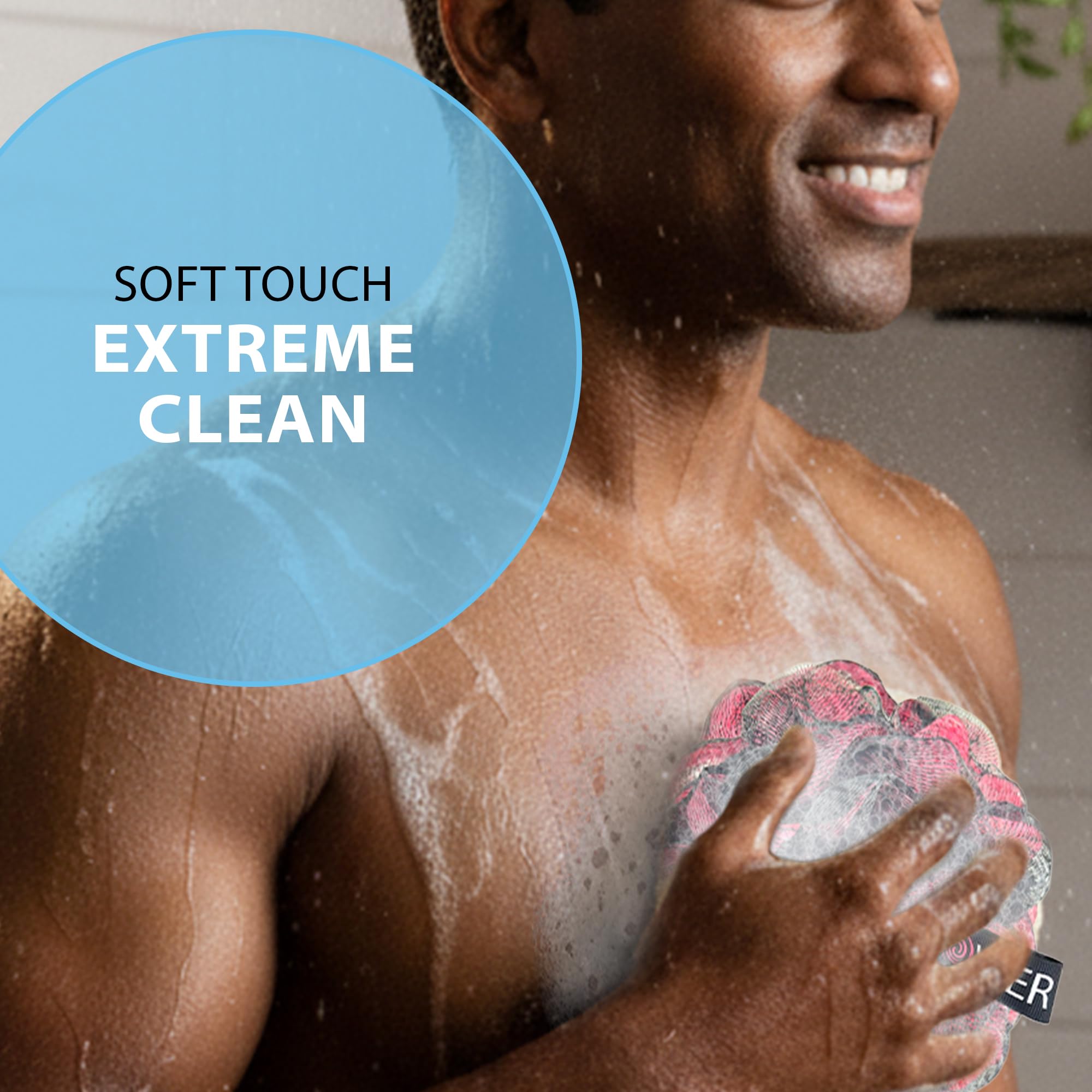 Shower Bouquet size comparison with hand illustrates extra-large 75g coverage