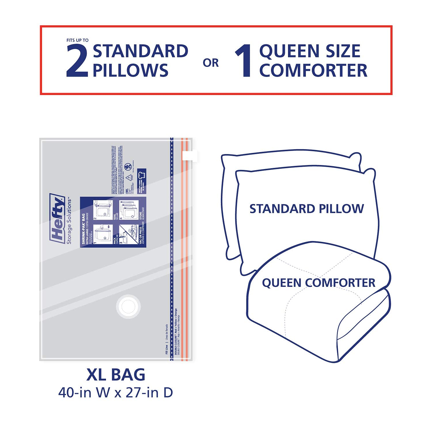 Shrink-Pak transparent view of comforter inside shows easy content ID