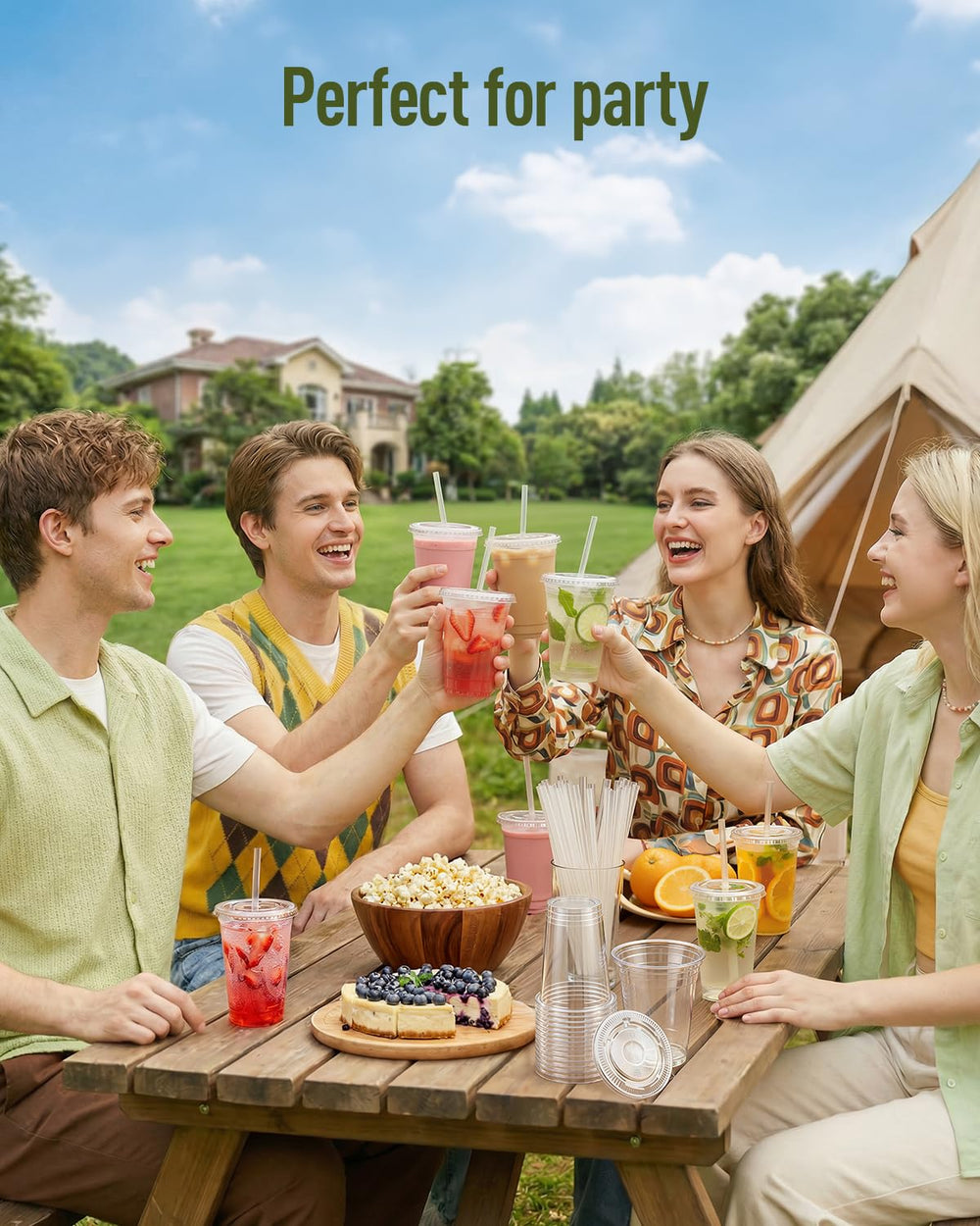 SHUASHUAM cups at an outdoor party conveying easy, hygienic service
