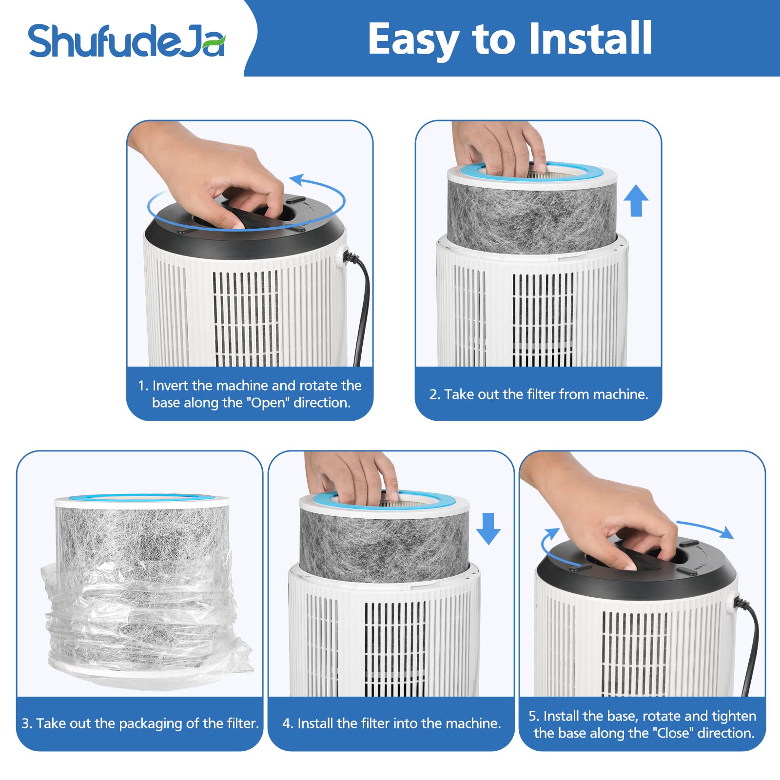 ShufudeJa two unboxed replacement filters emphasizing value pack convenience