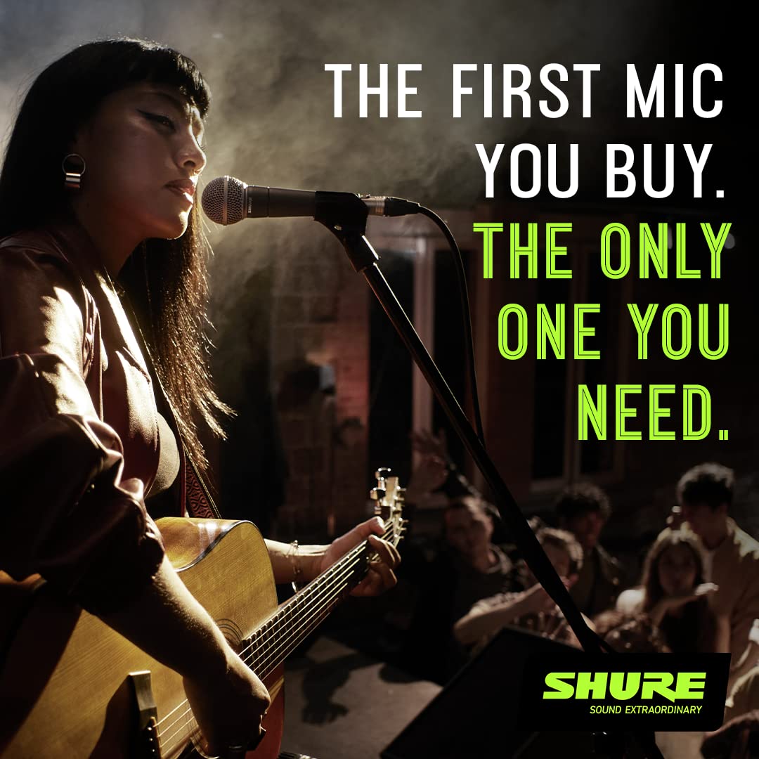 Shure SM58S held in hand to show scale and comfortable stage handling
