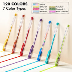 Shuttle Art overhead display of 120 unique colors illustrating broad palette variety