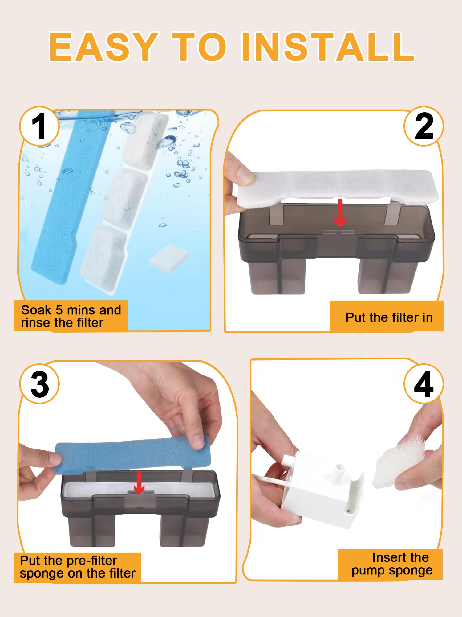 SIBAYS filters installed in 15L fountain illustrating cleaner flowing water for pets