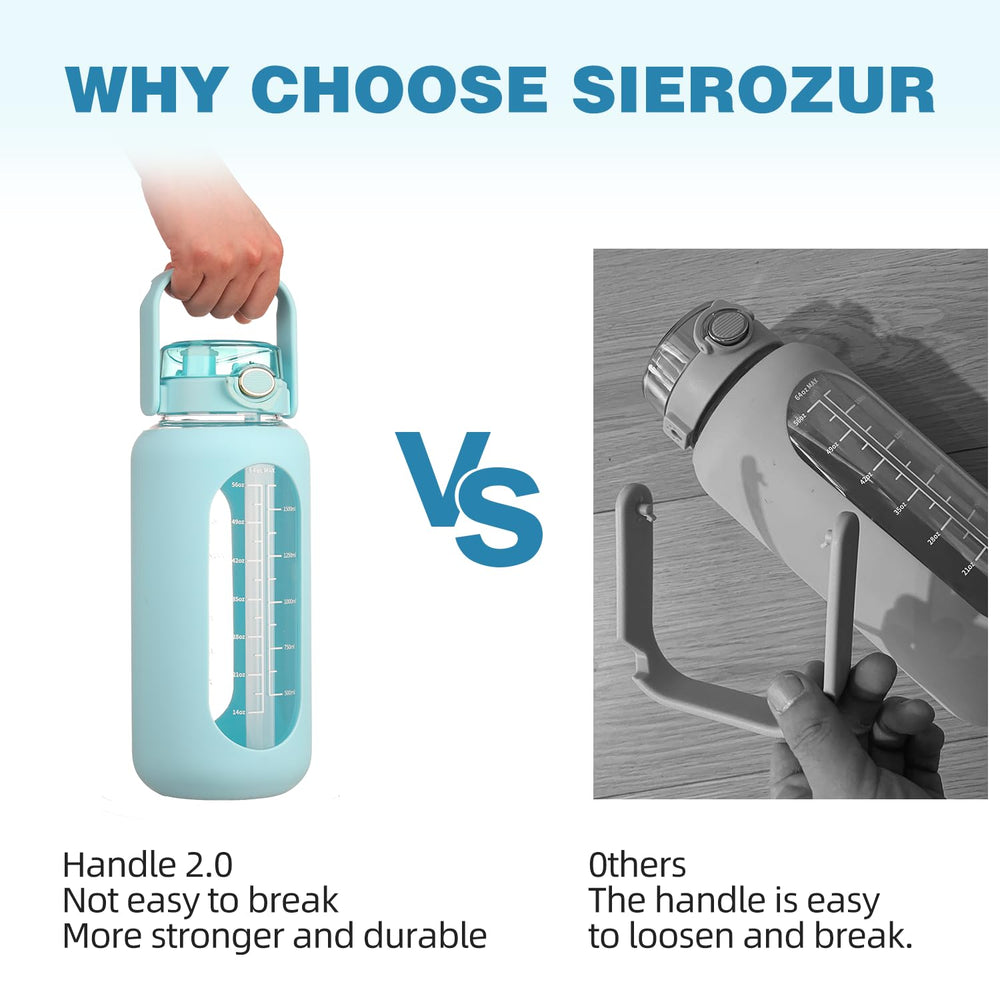 SIEROZUR 2-in-1 lid close-up showing straw and spout for spill-free drinking