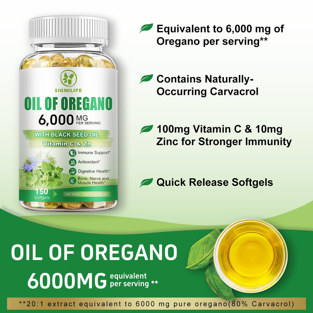 SIGNILIFE bottle staged with fruits and oregano for natural support