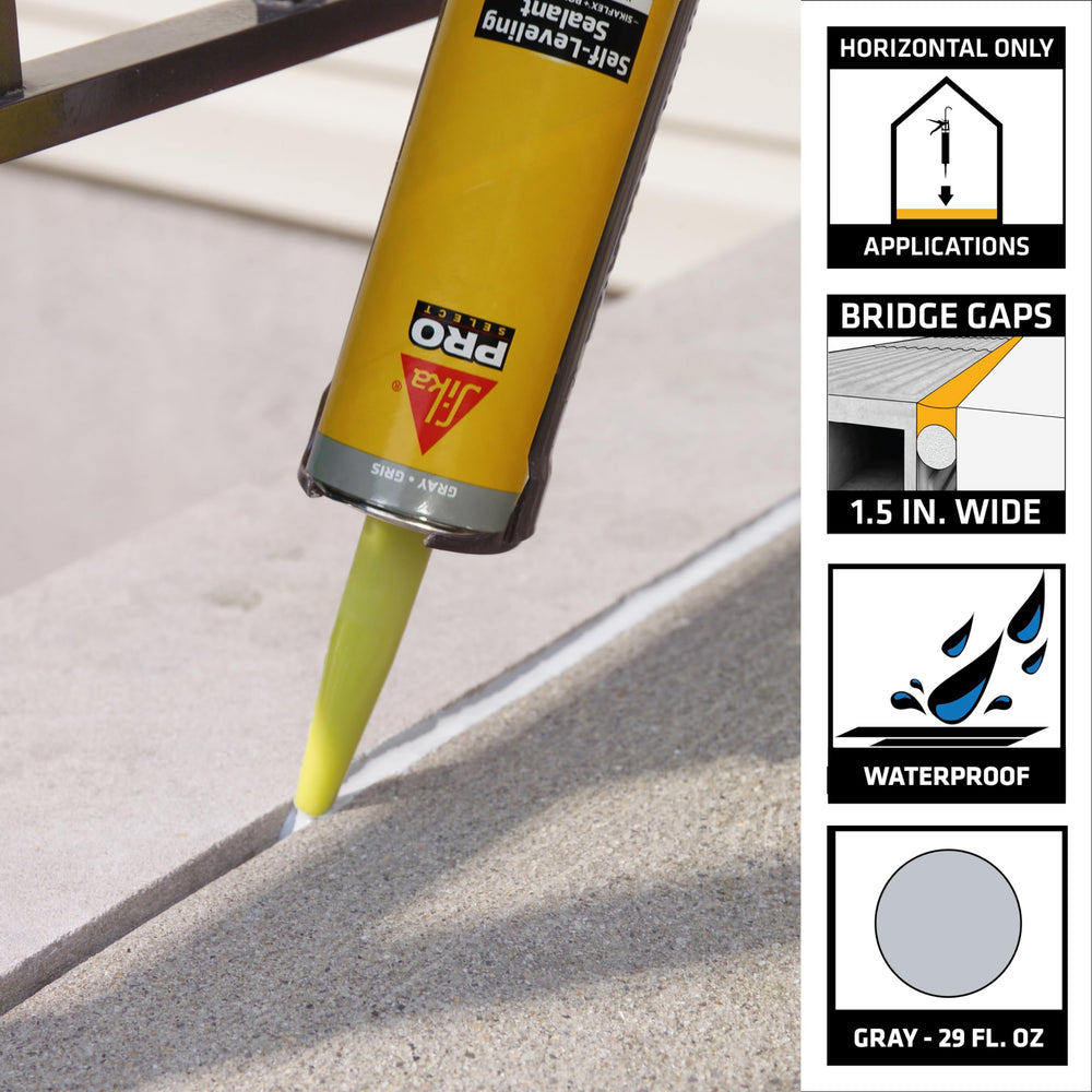 SIKA close-up of gray bead flowing and self-leveling