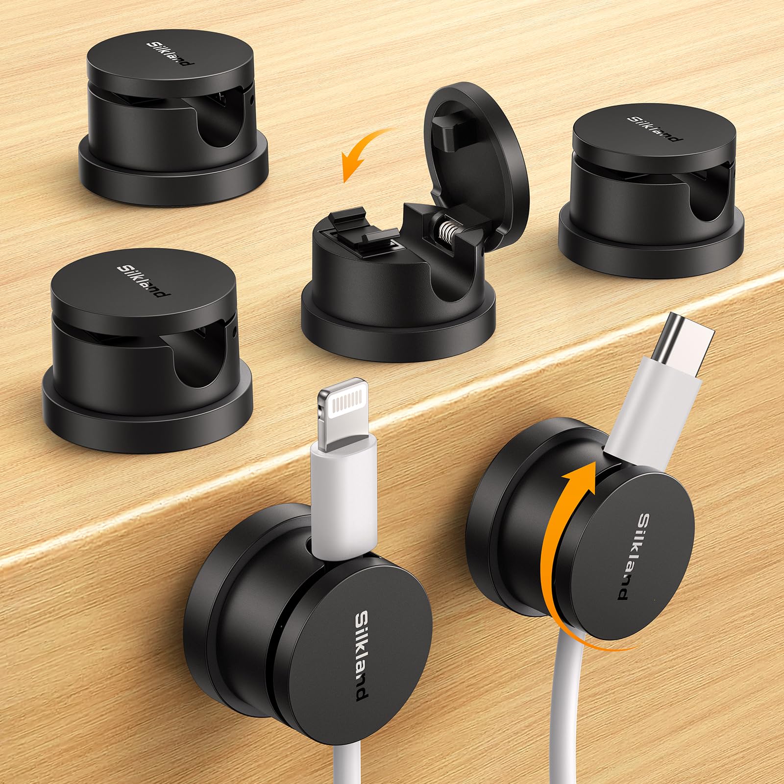 Silkland front view of six-pack cable clips showing compact storage benefit