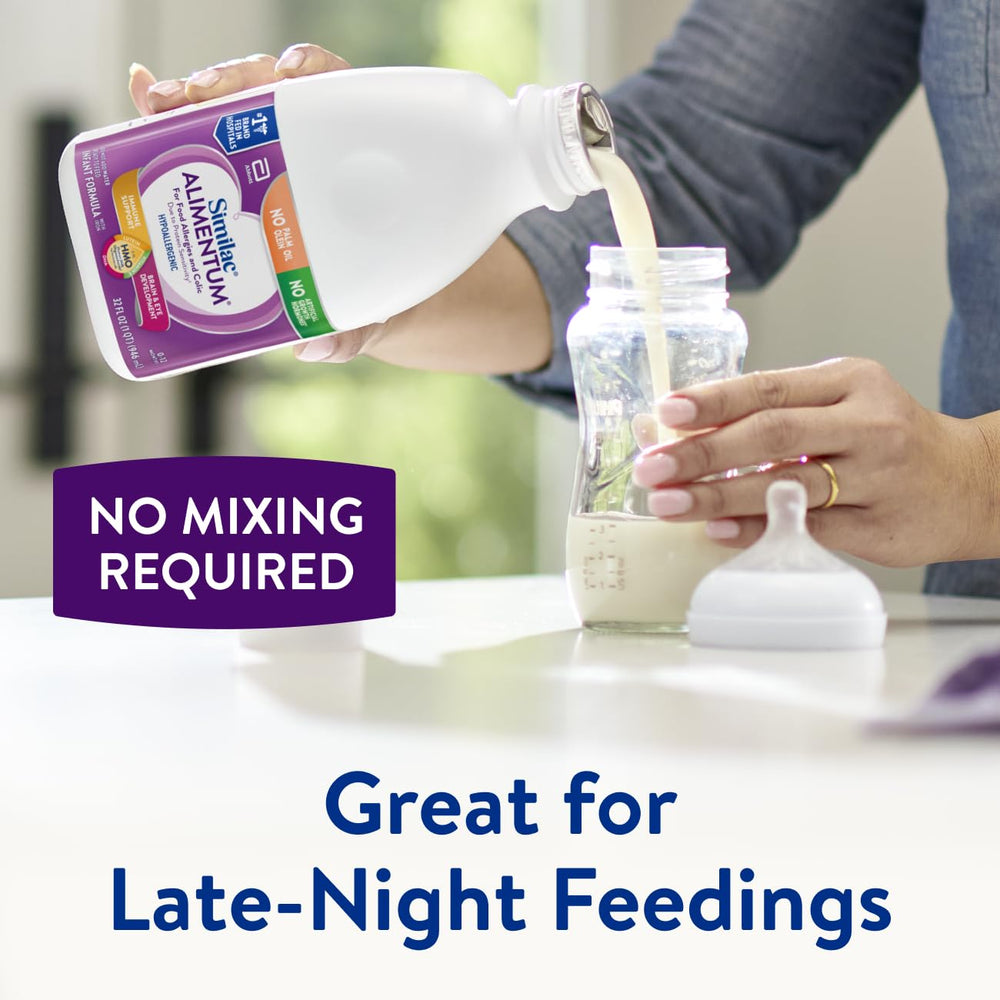 Similac pouring into bottle demonstrating convenient no-mix preparation
