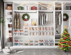 SIMPDIY side stacked in closet maximizing vertical space and tidy organization