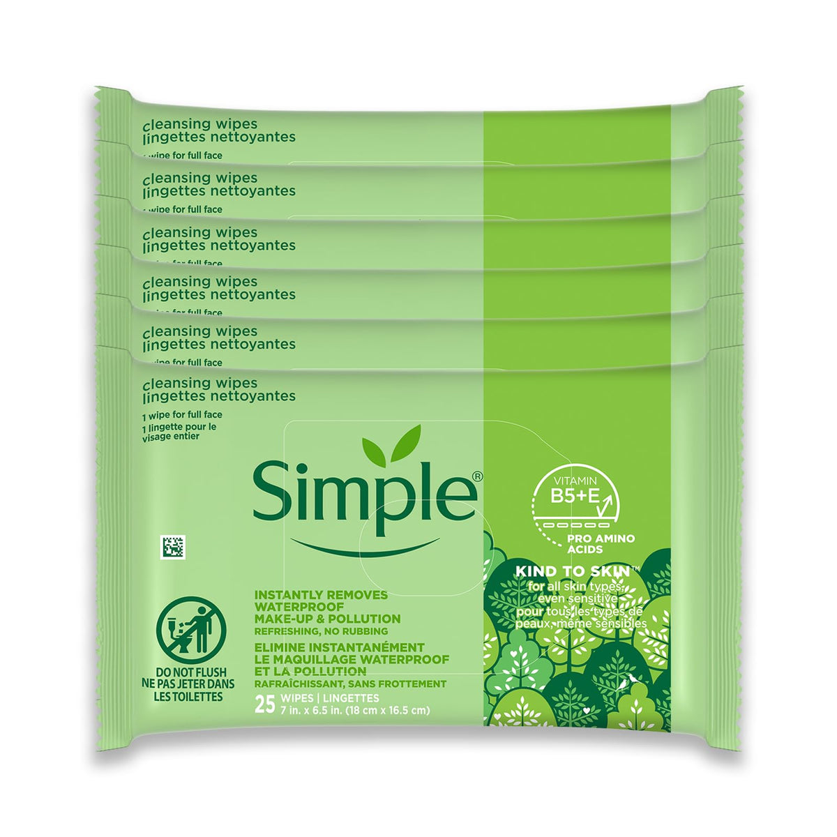 Simple front packaging showing six-pack and gentle cleansing benefit