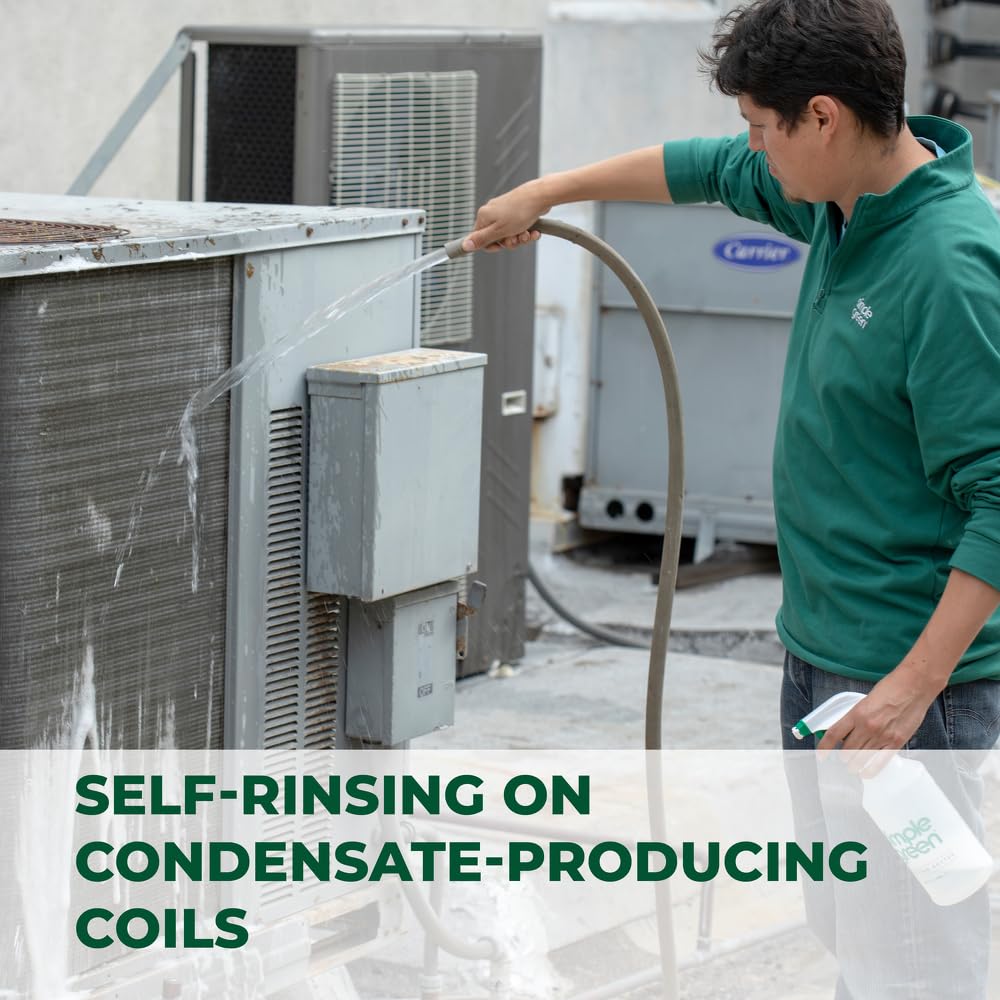 Simple Green being sprayed on evaporator coil to restore airflow