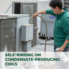 Simple Green being sprayed on evaporator coil to restore airflow