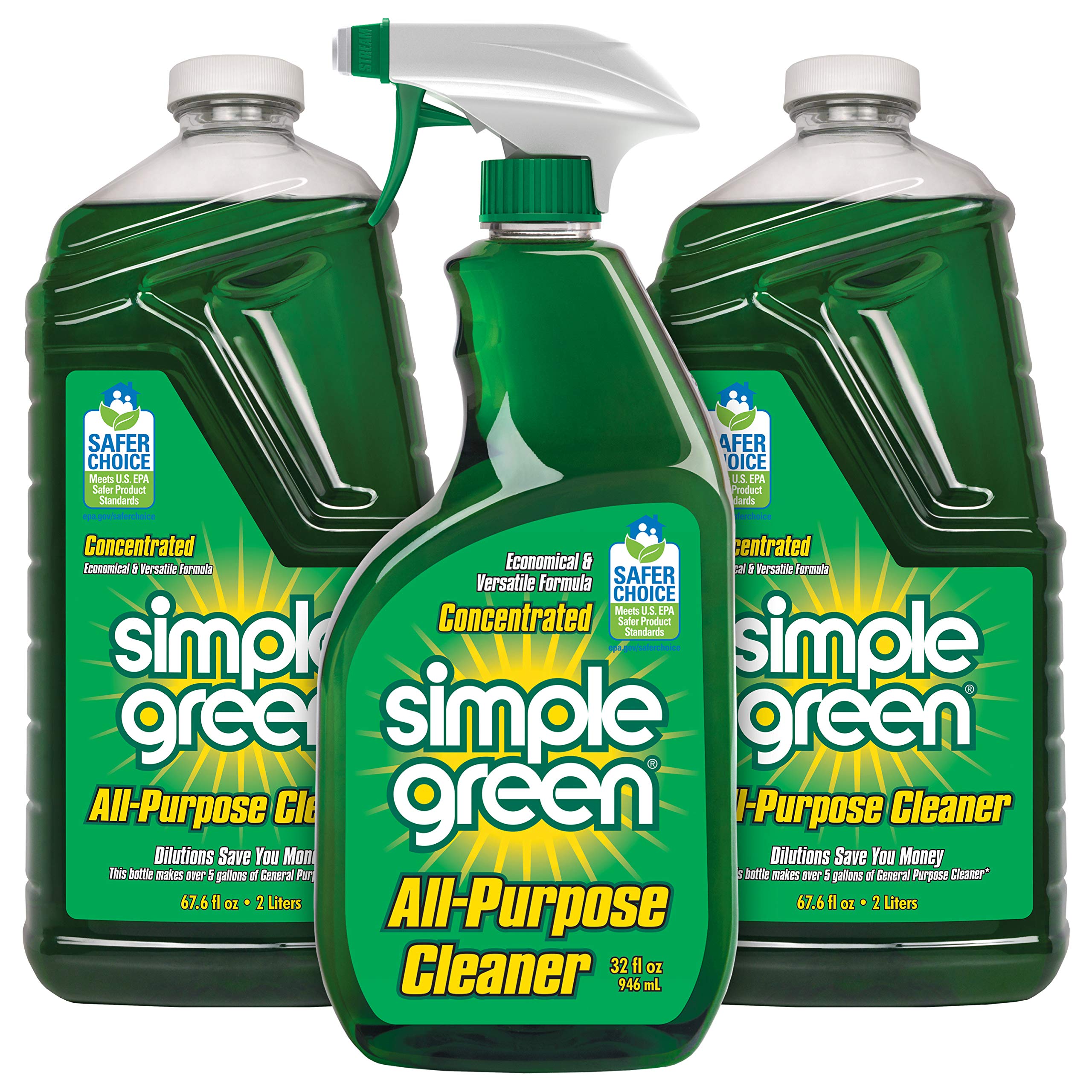 Simple Green front packaging showing spray and refill, clear branding and versatile use