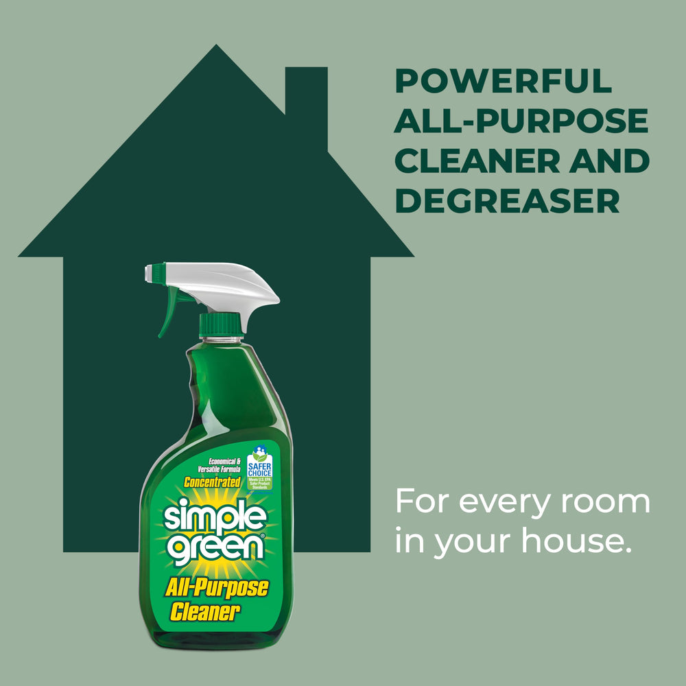 Hand holding Simple Green ready-to-use spray bottle for quick spot cleaning and convenience