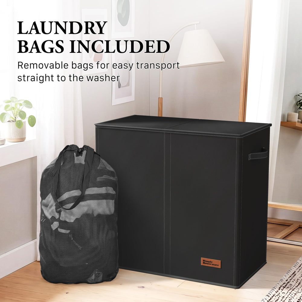 Simple Houseware folded-flat hamper demonstrating compact storage to save closet or under-bed space