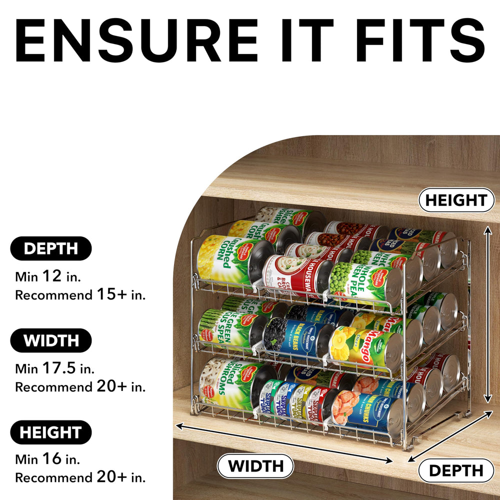 Simple Houseware rack with cans rolling forward for quick retrieval benefit