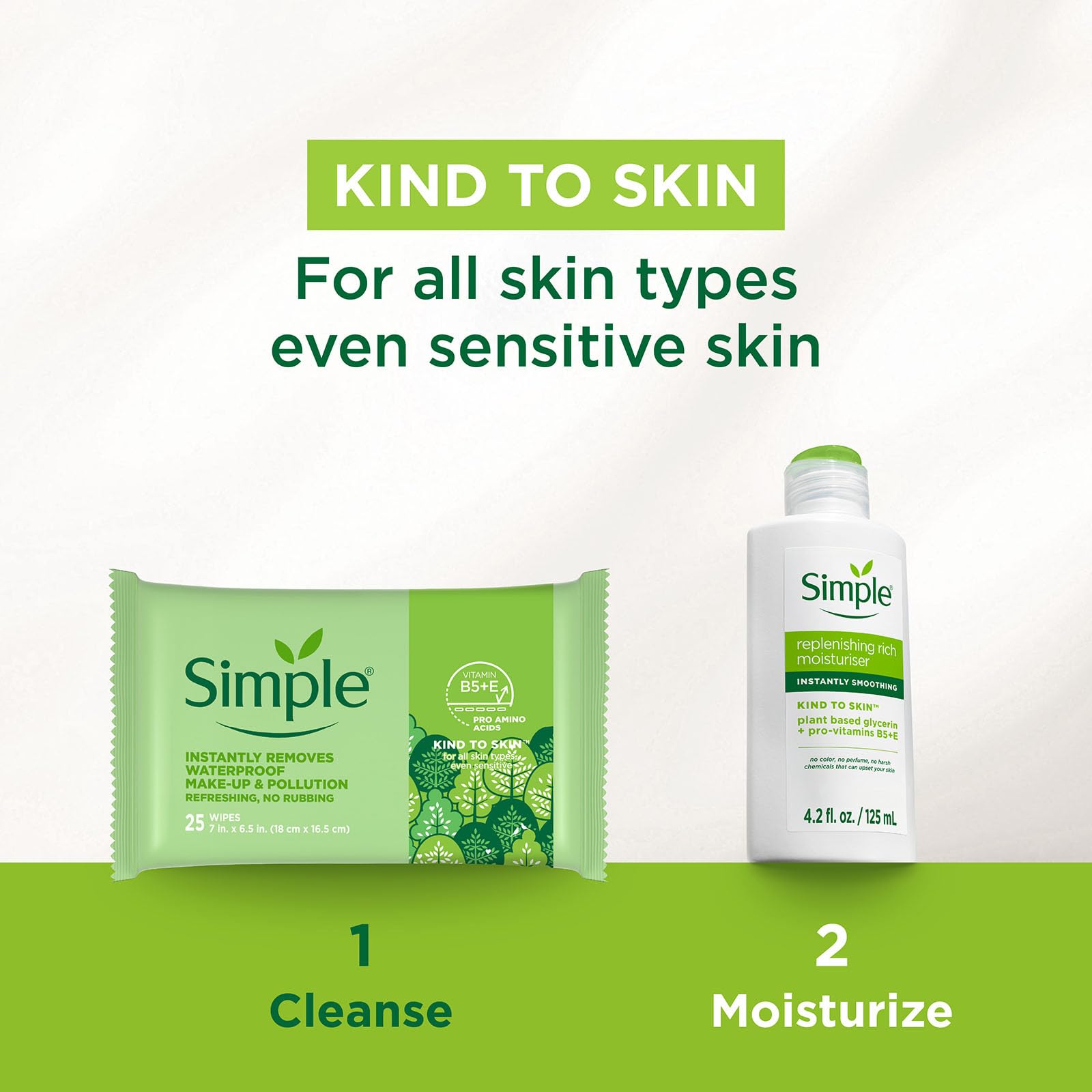 Simple ingredients label showing Pro‑Vitamin B5 and Vitamin E support