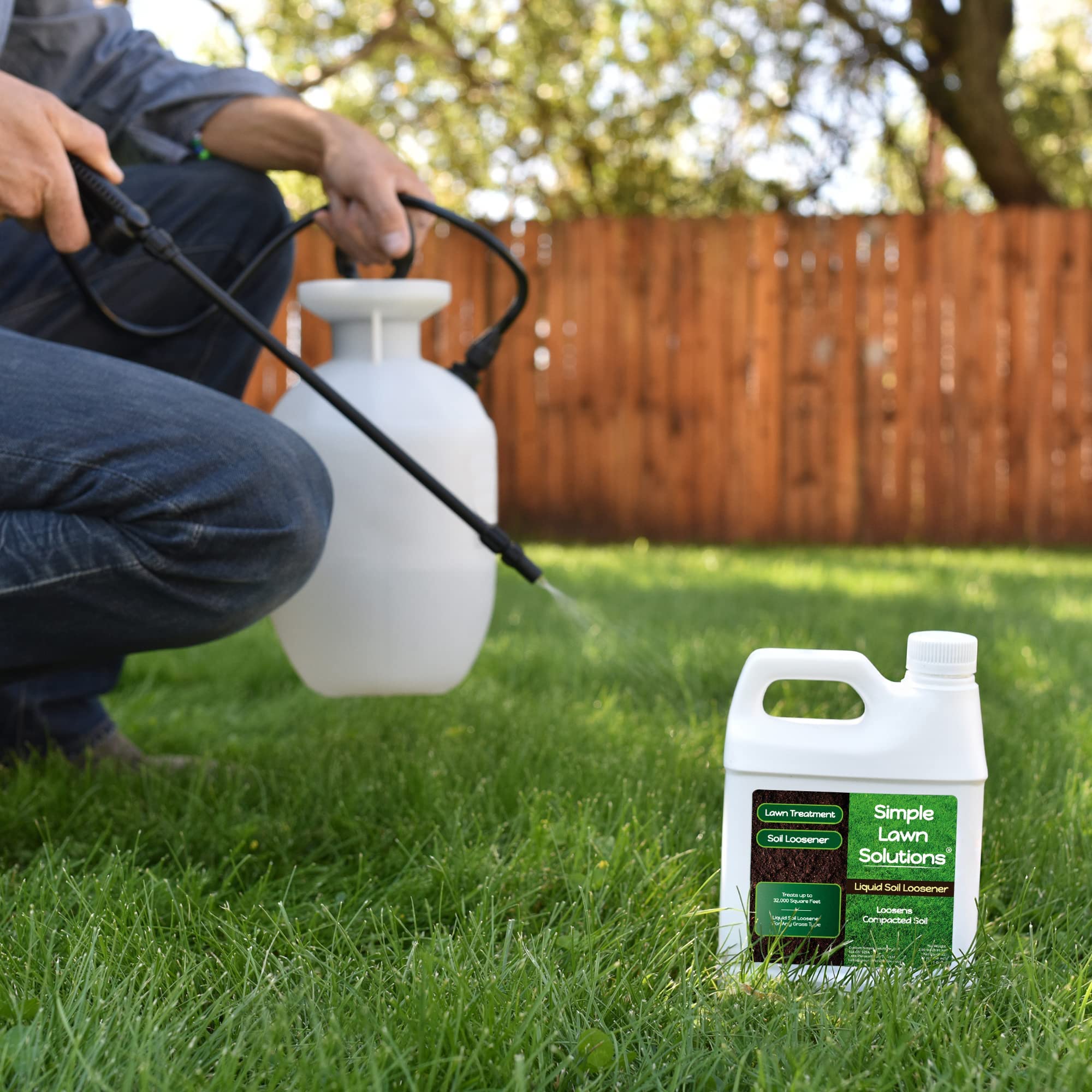 Simple Lawn Solutions before and after lawn comparison showing improved drainage benefit