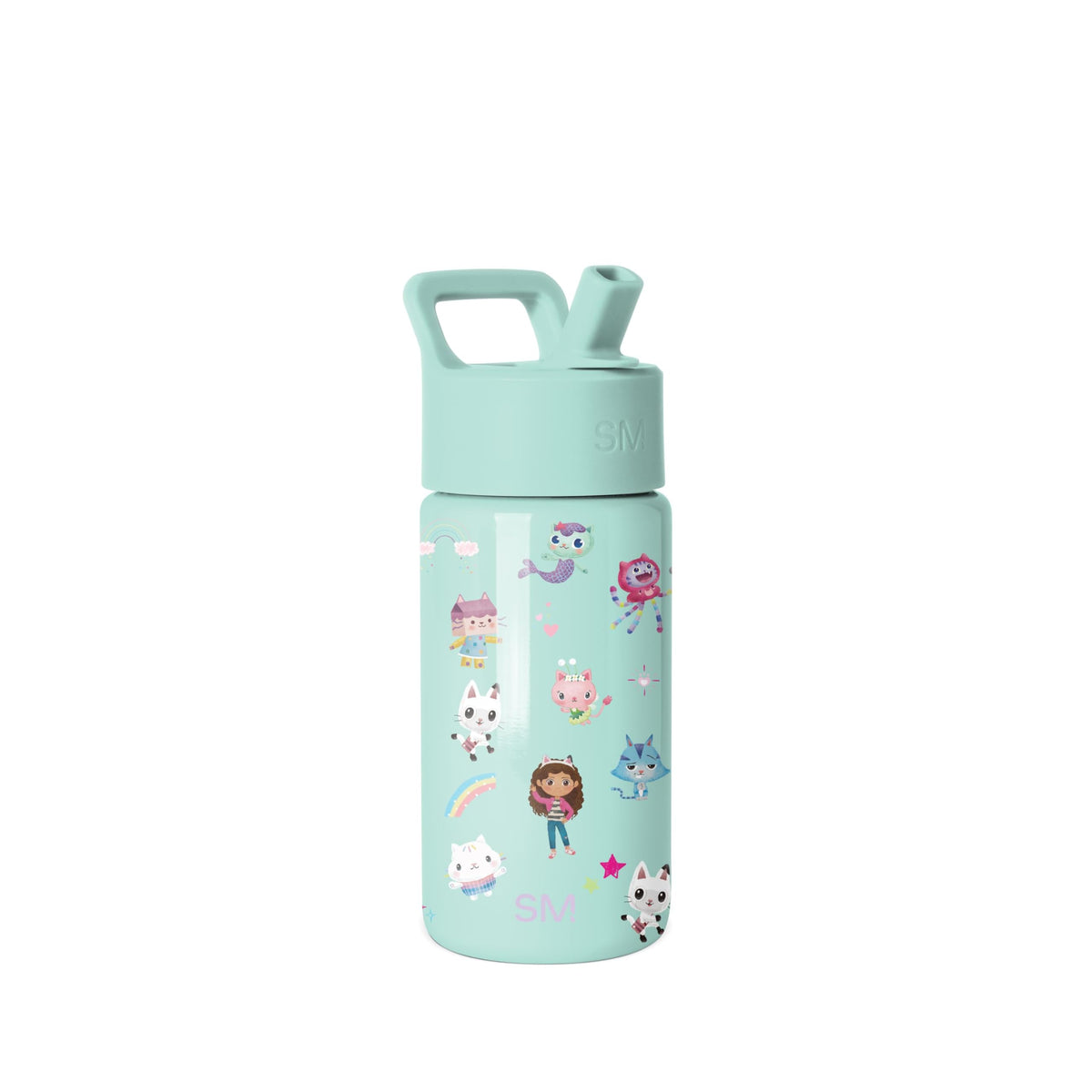 Simple Modern bottle front view showing Gabby's Dollhouse design and durable finish