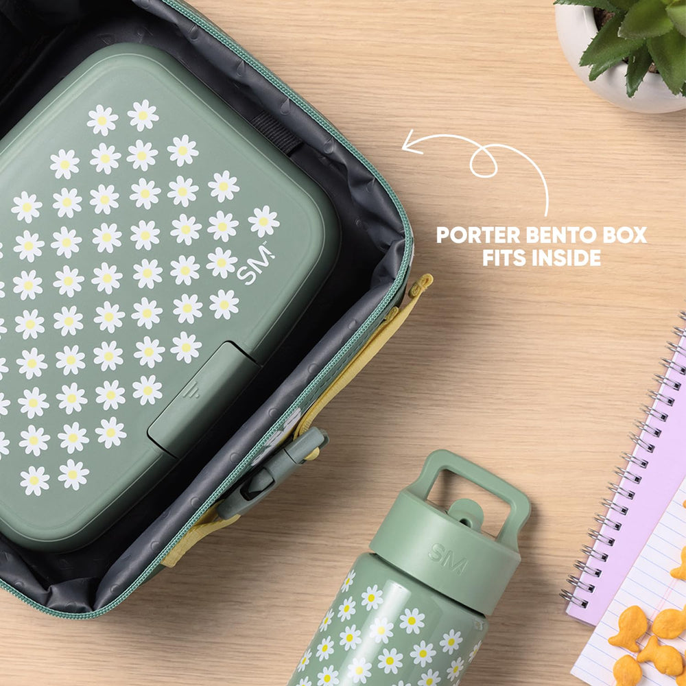 Simple Modern Marvel beside a Porter bento box showing compatible packed layout