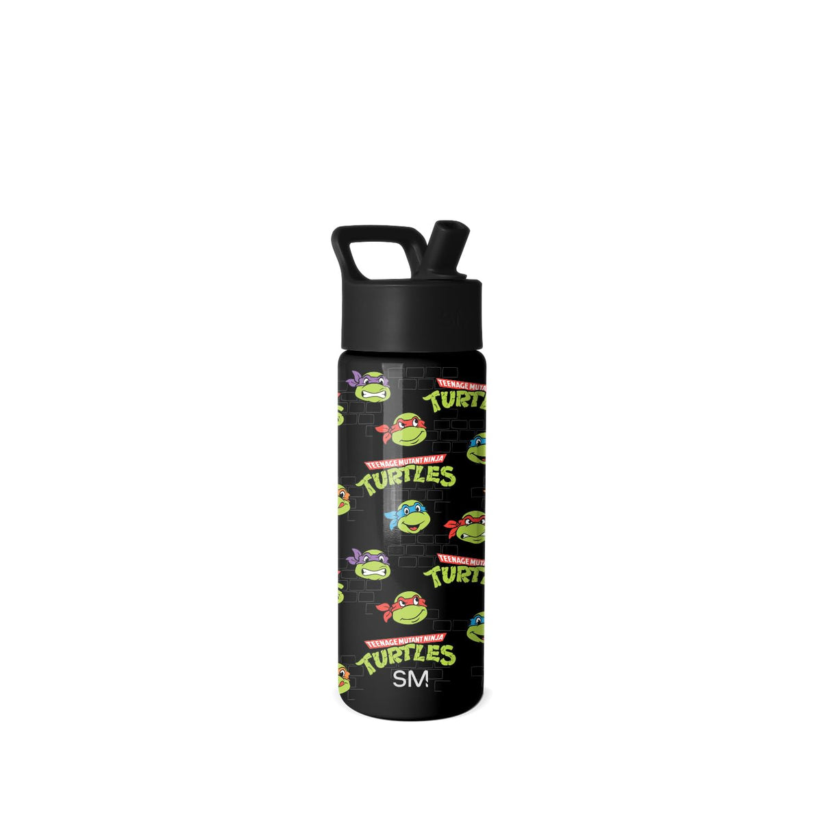 Simple Modern TMNT front view showing playful turtle graphics and 18oz size benefit