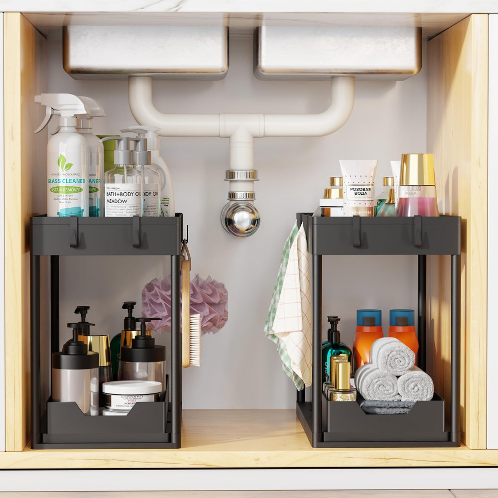 Simple Trending lifestyle bathroom scene creating clutter-free counters benefit