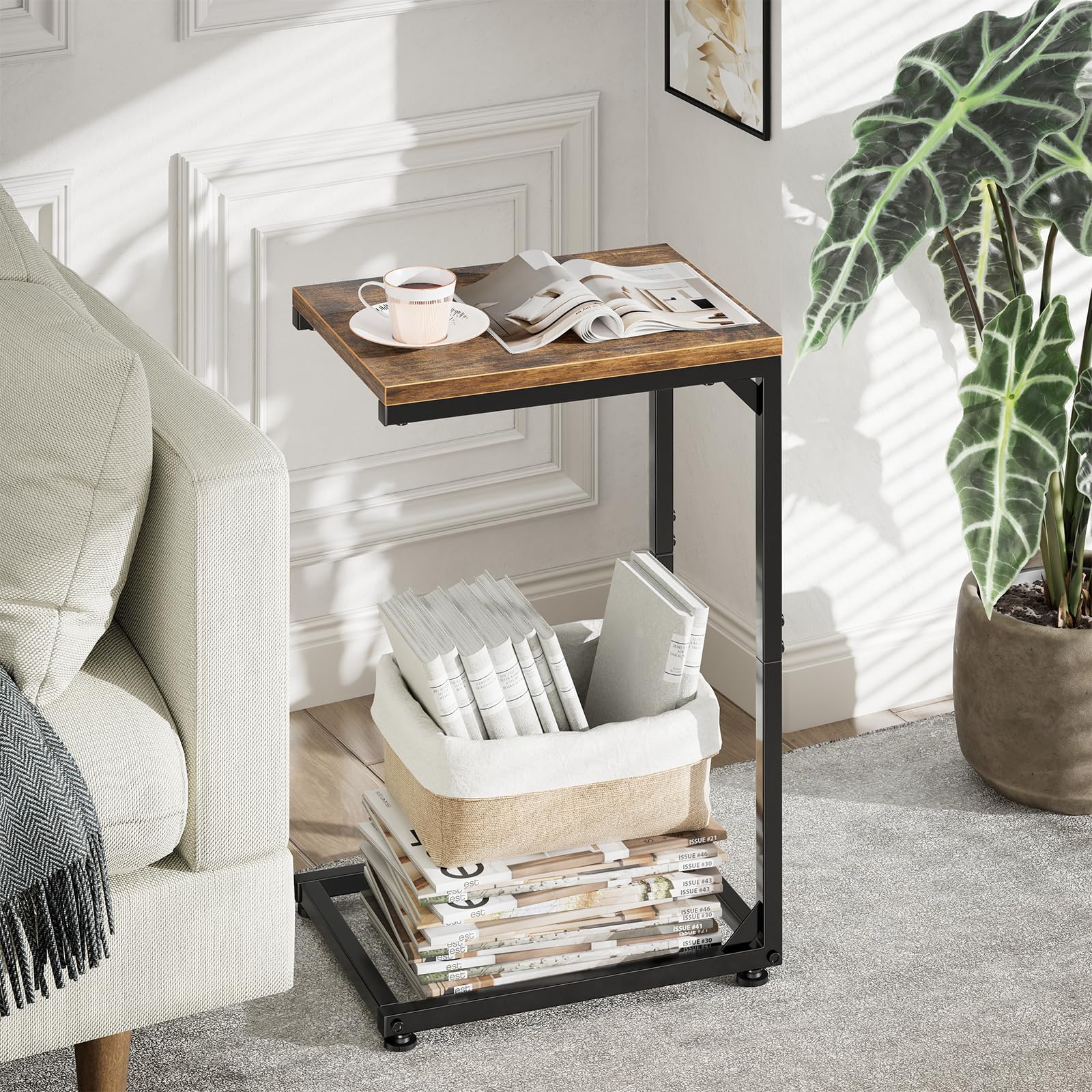 Simple Trending sliding C-base under sofa demonstrating space-saving convenience