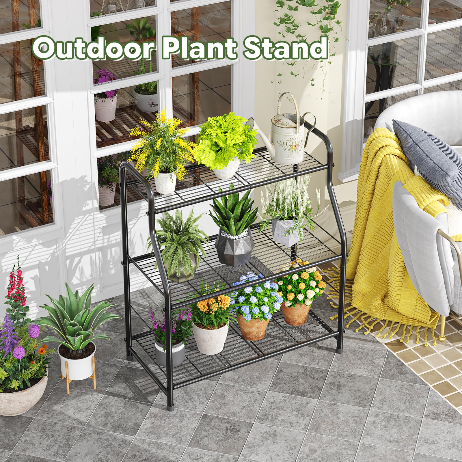 Simple Trending plant stand on balcony demonstrating outdoor versatility