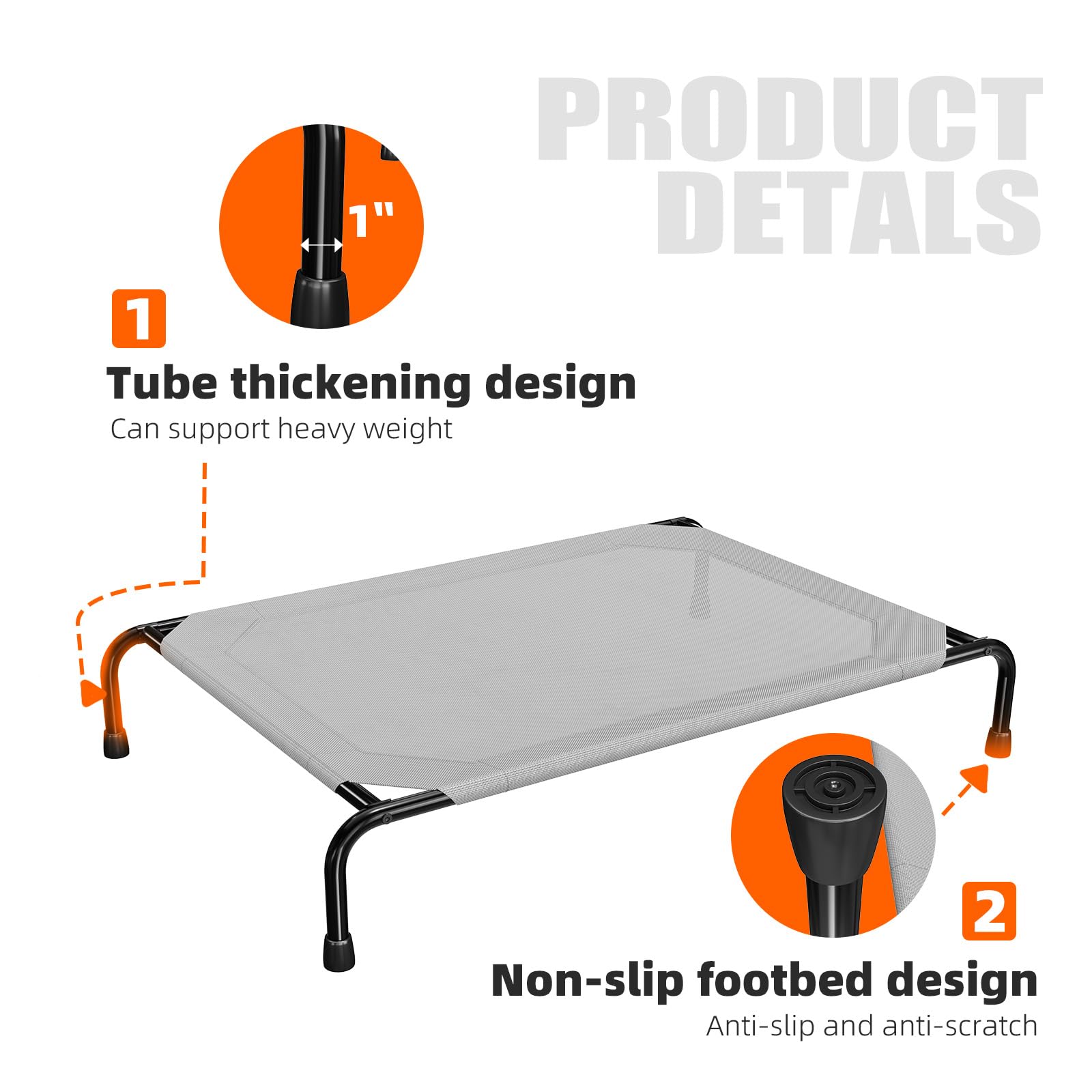 Simple Trending side-by-side size comparison showing bed scale for large breeds