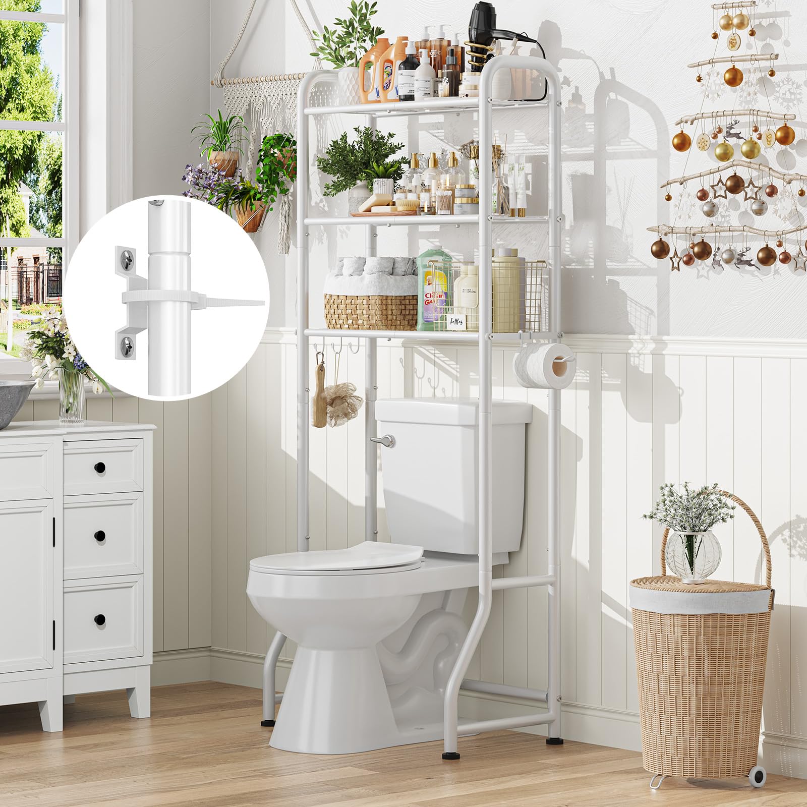 Simple Trending detail of integrated toilet paper holder showing easy-access convenience benefit