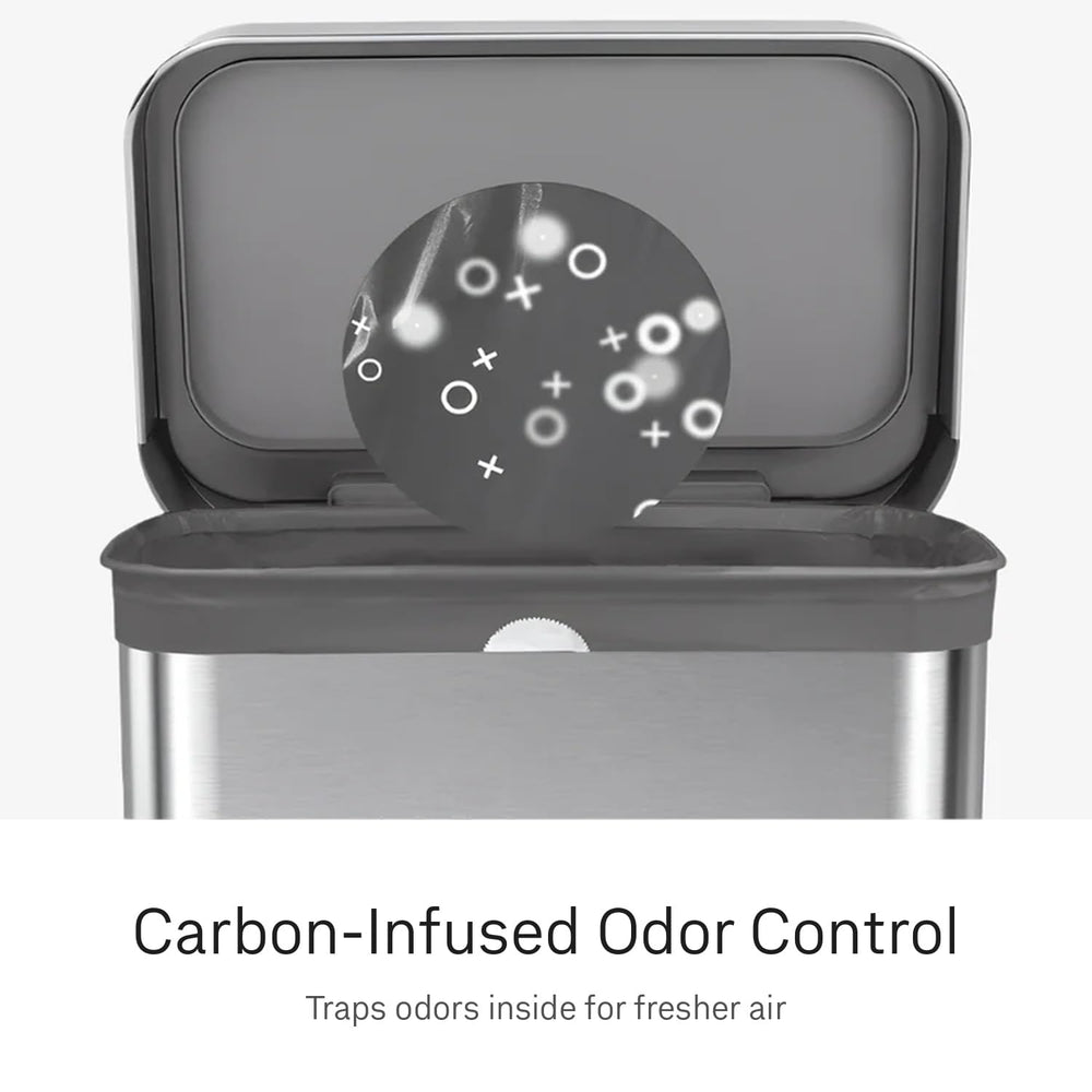 simplehuman close-up of carbon-infused liner texture, traps odors effectively