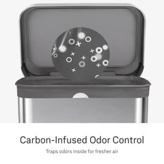 simplehuman close-up of carbon-infused liner texture, traps odors effectively